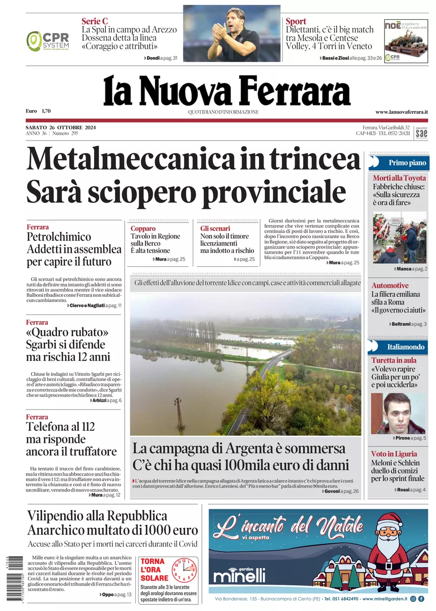 Prima-pagina-nuova ferrara-oggi-edizione-del-2024-10-26